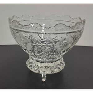 Vintage Ambrosia 24% Lead Cut Crystal Footed Large Centerpiece Bowl Decorative